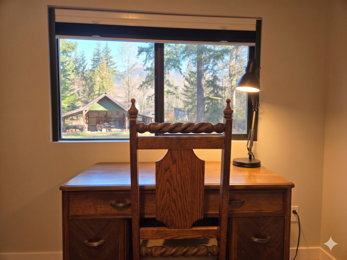 Work desk with moutain view